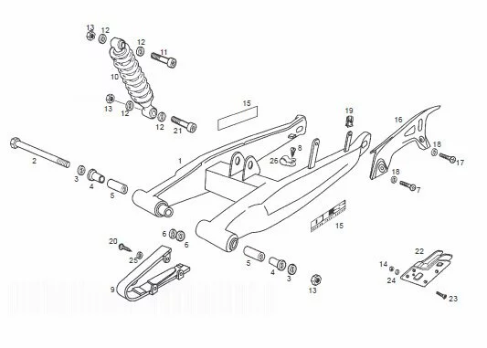 Swing Arm - Shock Absorber Derbi Senda R X-race E2 2004