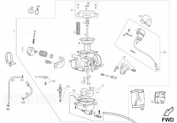 Carburetor Derbi Terra 125 Adventure E3 2008-09