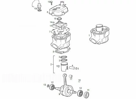 Crankshaft Assy - Cylinder And Piston Derbi GPR50 Nude E2 2008